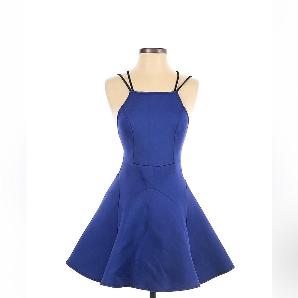 Nasty Gal cobalt blue fit and flare scuba cocktail party dress,‎ xs